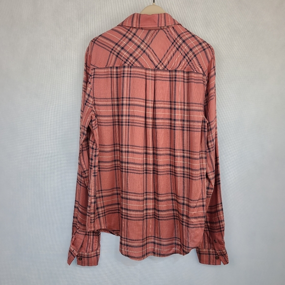 NEW- PAIGE MYA Shirt Fox glove Plaid in Old Rose - Picture 5 of 7